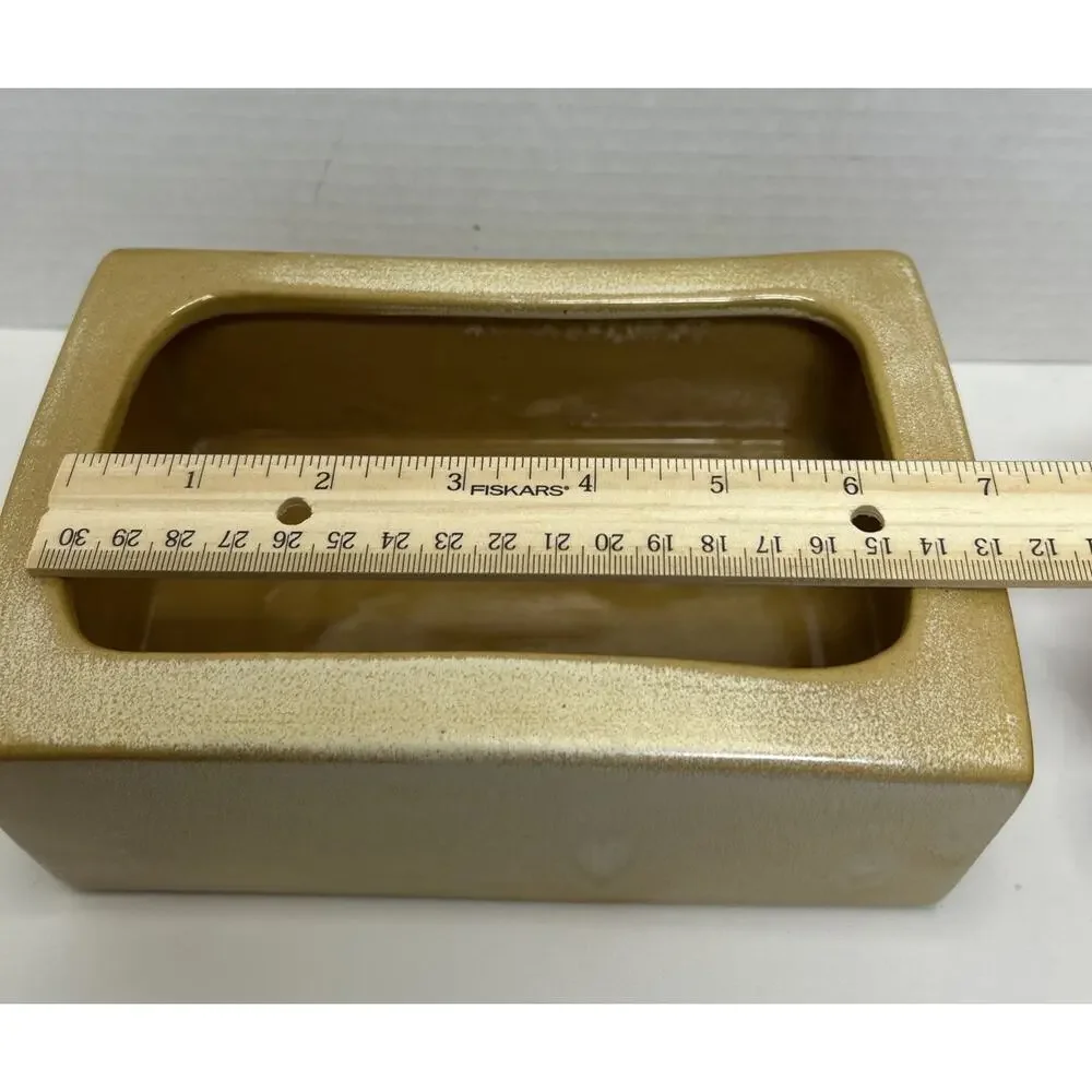 Vtg Frankoma Pottery Desert Gold Pillow Vase / Rectangle Planter Plainsman 62